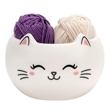Cat Yarn Bowl for Knitting Cute Ceramic Yarn Bowl Crochet Accessories Large Y...