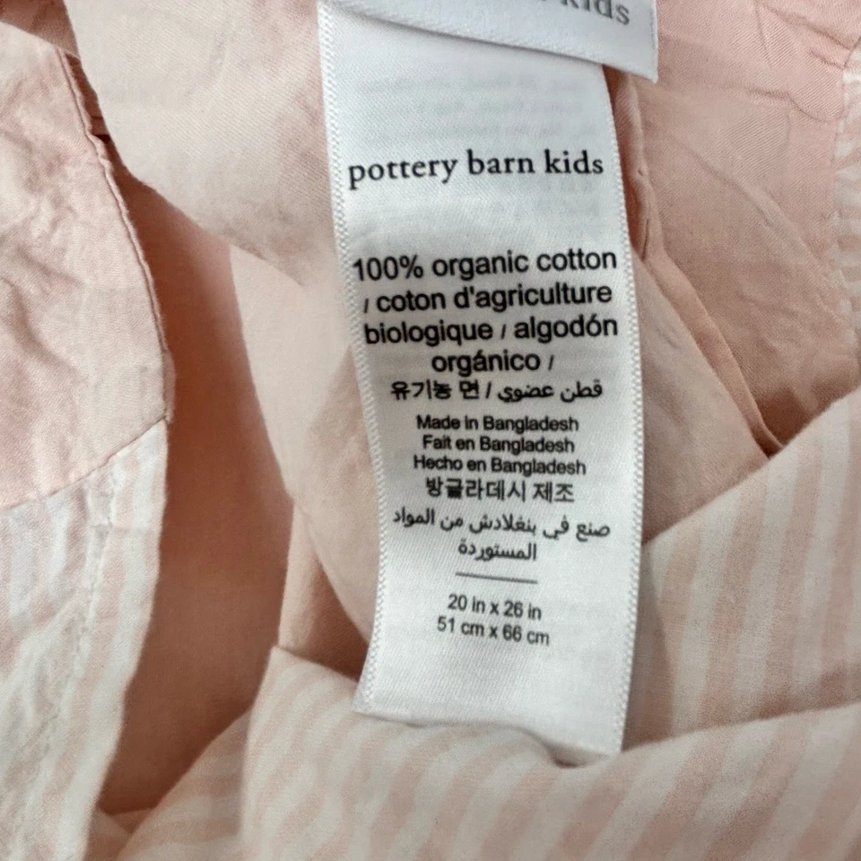 POTTERY BARN KIDS Girls Pink Oxford Stripe Organic Cotton Pillow Sham Standard - Image 3 of 4