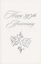 Elegant HAPPY 30TH ANNIVERSARY Card FOR COUPLE, Doves by Premium Greetings   