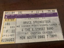 Bruce Springsteen Ticket Stub 2002 Houston Texas