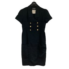 CHANEL Vintage Coco Mark Button Shirt Dress Black Size:- F/S from Japan