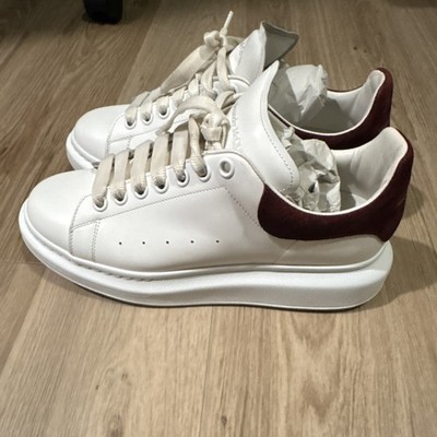 Alexander McQueen Oversized Sneaker White Burgundy Leather Low Top Casual