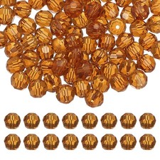 10mm Round Crystal Beads, 100 Pcs Glass Faceted Ball Bead, Amber