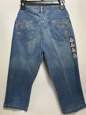 NWT Gloria Vanderbilt Women s Capri Denim Jeans w/ Embellished Pockets Sz 8 