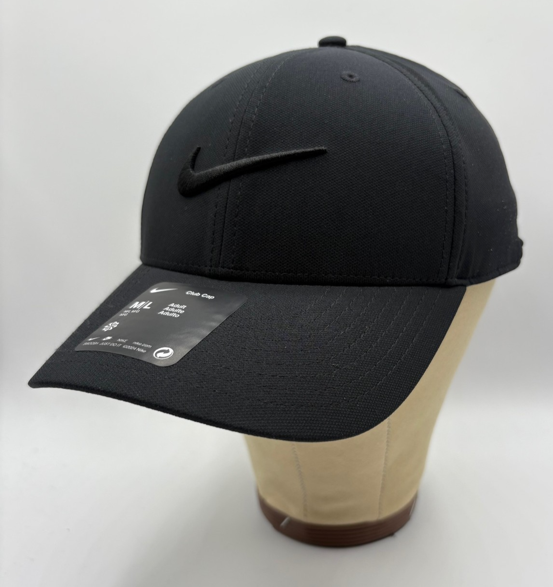 Nike Black Club Cap Black Embroidered Logo Sz M/L FB5625-011 | eBay