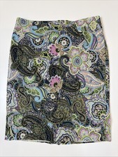 Talbots Womens 8 Paisley Pencil Skirt Cotton Blend Lined Career Office