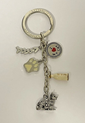 I Love My Cat Silver Tone Keychain with Charms - Little Gifts Brand