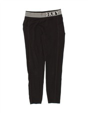 DKNY Womens Graphic Leggings UK 10 Small Black Cotton E113