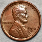 About Uncirculated 1913-D Lincoln Cent, Sharp specimen.