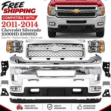 Front Bumper Chrome Steel Kit Headlights For 2011-2014 Chevy Silverado 2500hd Front Bumper Chrome Steel Kit Headlights For 2011-2014 Chevy Silverado 2500hd