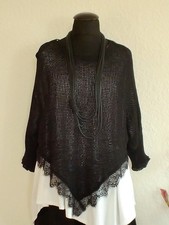 Xuna° Asymmetrischer Überwurf Pullover Baumwolle Spitze Schwarz  Einheitsgröße