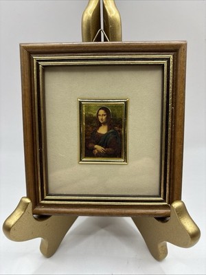 Vintage Miniature Framed Art Leonardo Da Vinci's Mona Lisa 24