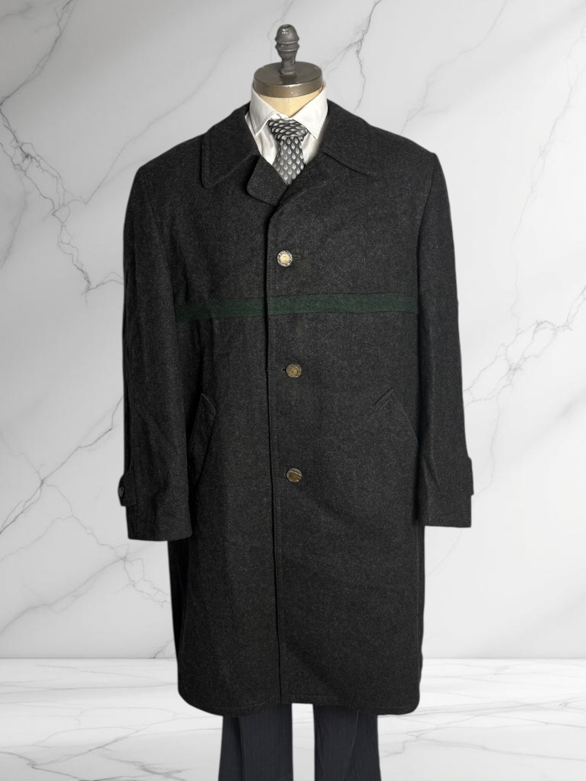 Cappotto Original Loden Pischl Vintage in Lana Tirolese grigio da Uomo Taglia 52