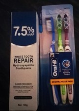 White Tooth Repair Toothpaste and 3 pack Oral B 3 pack