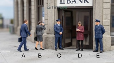 People Entering Bank Urban Street Scene Miniature Figures 1:87 1:64 Diorama