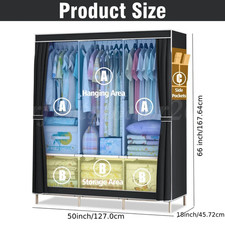 MAKIT HOME Portable Closet Storage Organizer Clothes Wardrobe Red