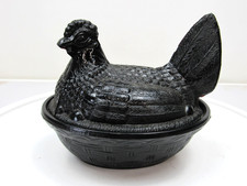 Atterbury Black Hen on Nest Bulging Rim Base ...