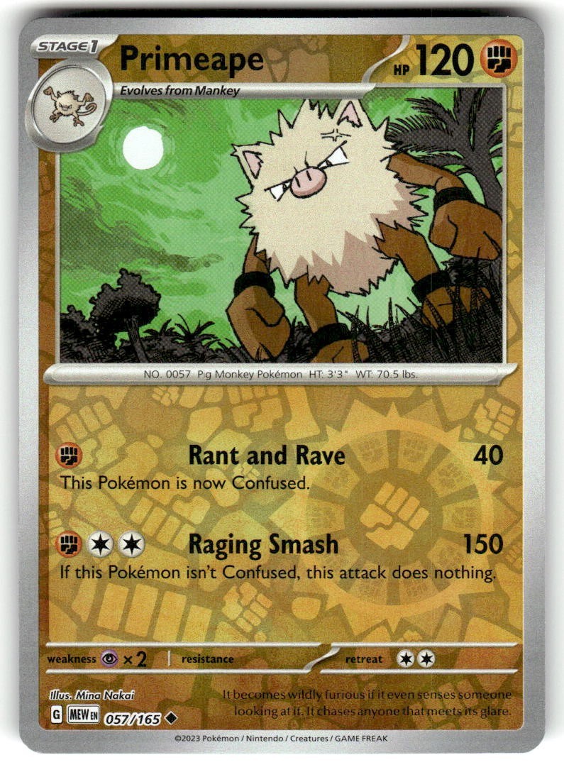 Primeape #057/165 Sv Scarlet & Violet 151 Reverse Holo Pokemon TCG NM