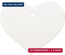 100 Hang Tags Heart with Jute Twines 100ft 2 3/8" x 2 3/16", White 