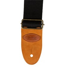 On-Stage GSA30BK Cotton Guitar Strap with Leather Ends - Black