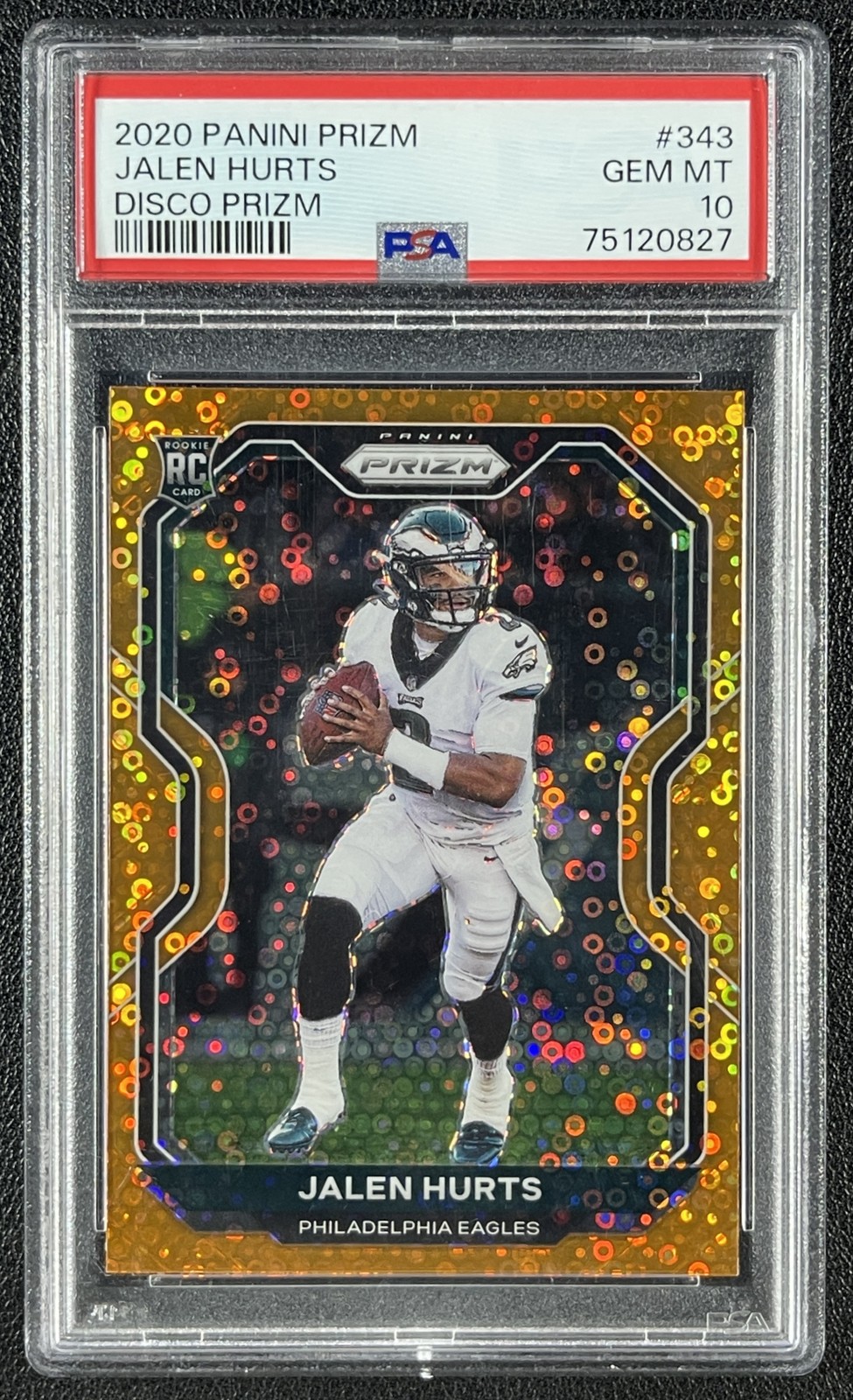 JALEN HURTS PSA 10 2020 PANINI PRIZM #343 ROOKIE DISCO RC EAGLES 0827