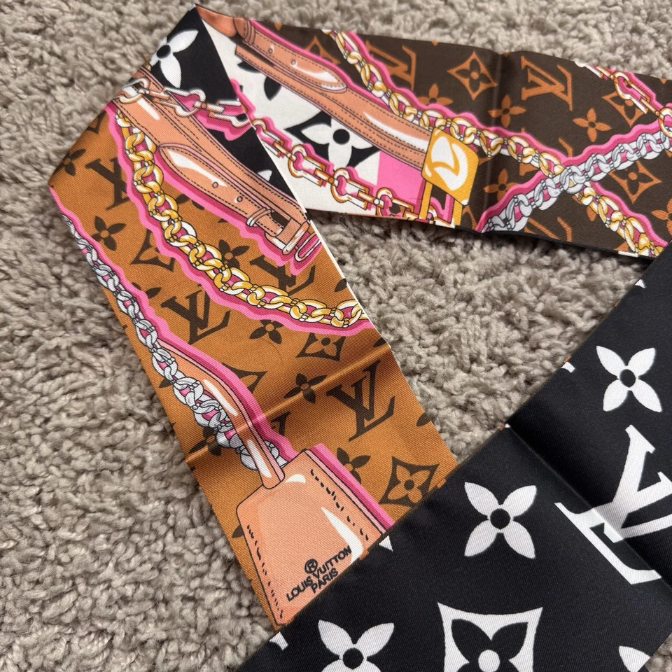 Louis Vuitton M76676 Bandeau BB Ultimate Monograma Seda Marrón Bufanda IS0275 Foto 4 de 4