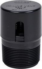 1.5-Inch NPT In-Line Vent - Black ABS Finish, Ideal for Kitchens and Bathrooms