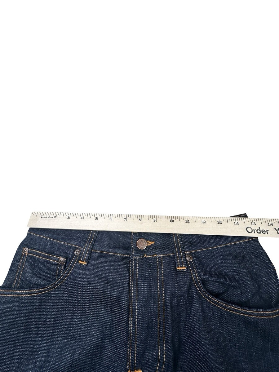 Nudie Jeans Mens 30x32 Grim Tim Dry Open Navy Button Fly 5 Pocket Slim Straight View 2