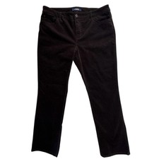 Chaps Denim Corduroy Pants Women 14 Brown Stretch Mid-Rise Classic Preppy