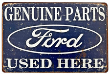 Ford Parts Tin Sign Mustang Fairlane Cobra Mach F-150 Model A Blue Oval W50520