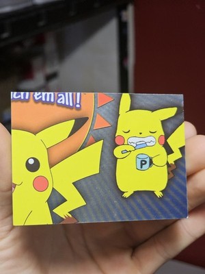 Pikachu Brushing His Teeth P04- Silver Foil -[LP]- Pokemon Topps Series 3