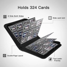 Toploader Binder 9 Pocket with 324 Card Slots for 3" X 4" Rigid Cards Pu Card