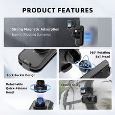 Magnetic Backpack Clip for DJI Action 6/Nano/Ace Pro 360 Swivel Strong Magnetic