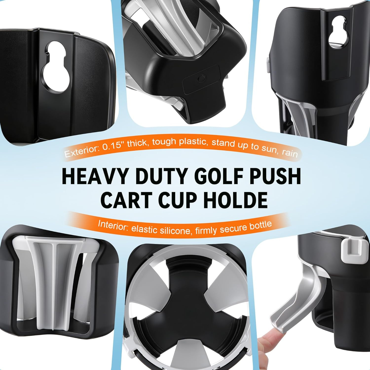 Golf Push Cart Cup Holder Super Large Capacity Fits up to a 