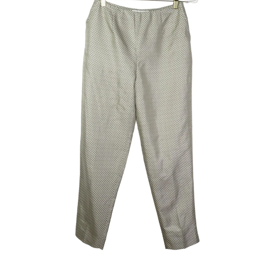 Jones New York Seda Crema Geométrico Satén Pantalones Seda Vestido Pantalones Talla 6 28" Foto 2 de 4