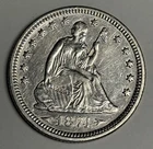 VF 1874-P Seated Liberty Quarter (Cleaned) w/ Arrows, U.S. Silver Coin Very Fine