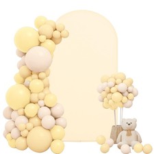 6.6 ft Beige Stretchy Fitted Chiara Wedding Arch with Round Top Double-Sided
