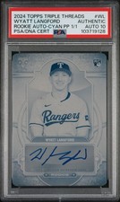 Wyatt Langford 2024 Topps Triple Threads Rookie Auto Cyan Printing Plate 1/1
