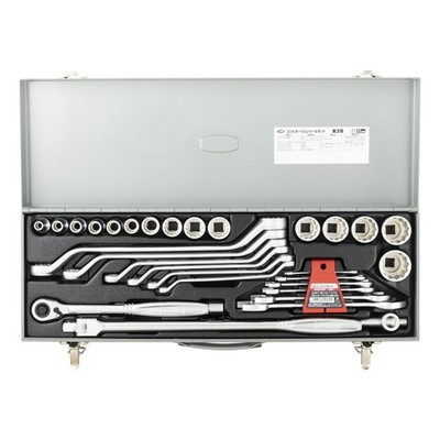 TONE Combination Tool Set K20, 12.7mm (1/2'') Drive, Silver, 33 Pieces Japan New