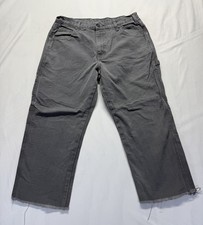 Dickies Carpenter Pants Gray Tag 36x30 25.5 Inseam Cut Hem Utility Hammer Loop