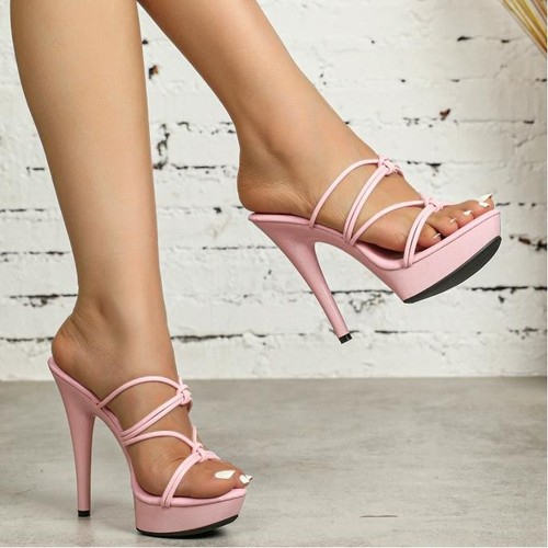 Scarpe donna tacco alto plateau mules slip on punta aperta sandali moda abito - Foto 8 di 17