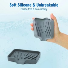 Silicone Soap Dish Drain Tray Anti-Slip Kitchen Bathroom Sink Soap Holder Rack