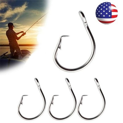 50pcs Stainless Steel Big Game sea Fishing Hook Tuna Circle Hook 8/0-14/0 39960D