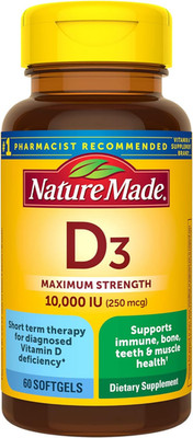 Vitamin D3 10000 IU (250 Mcg) Maximum Strength, Vitamin D Supplement for Bone...