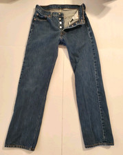 LEVI'S 501 Men's 30 X 32 Button Fly Med Wash Denim Jeans Blank Tab 100 Cotton