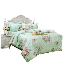 Green Floral Duvet Cover Sets Vintage Full French Countryside-simple Style