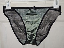 Vintage Girly Glossy Satin String Bikini Panties. Size Med