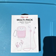 PRIMO Pink Multi-Pack Case, Earhooks, Strap for Apple AirPods Series 1/2