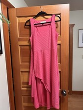 MICHAEL Kors Knit Eyelet Scoop Neck Faux Wrap Tank Midi Dress Rose Pink Size M