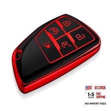 for Chevy Key Fob Cover Soft TPU Full Protection Key Case 5 Buttons Red